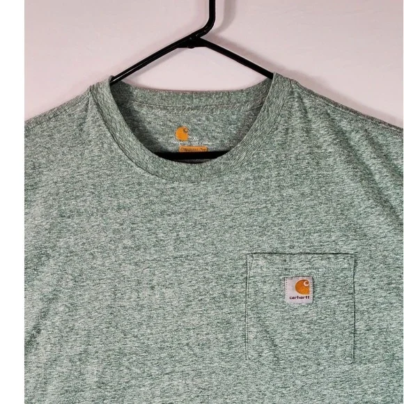 Carhartt Mens XL Heather Green Pocket T Shirt Original Fit Short Sleeve K87 G23 - Picture 1 of 7